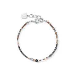 COEUR DE LION Kristallarmbänder-Armband Amulett Kleine Kristalle & Gestreifter Onyx Grau-Kristall