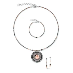 COEUR DE LION Kristallarmbänder-Armband Amulett Kleine Kristalle & Gestreifter Onyx Grau-Kristall