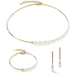 COEUR DE LION Hochzeit-Armband Asymmetrie Süßwasserperlen & Edelstahl Weißgold