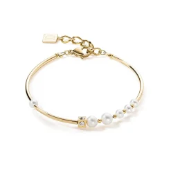 COEUR DE LION Perlenarmbänder-Armband Asymmetrie Süßwasserperlen & Edelstahl Weißgold