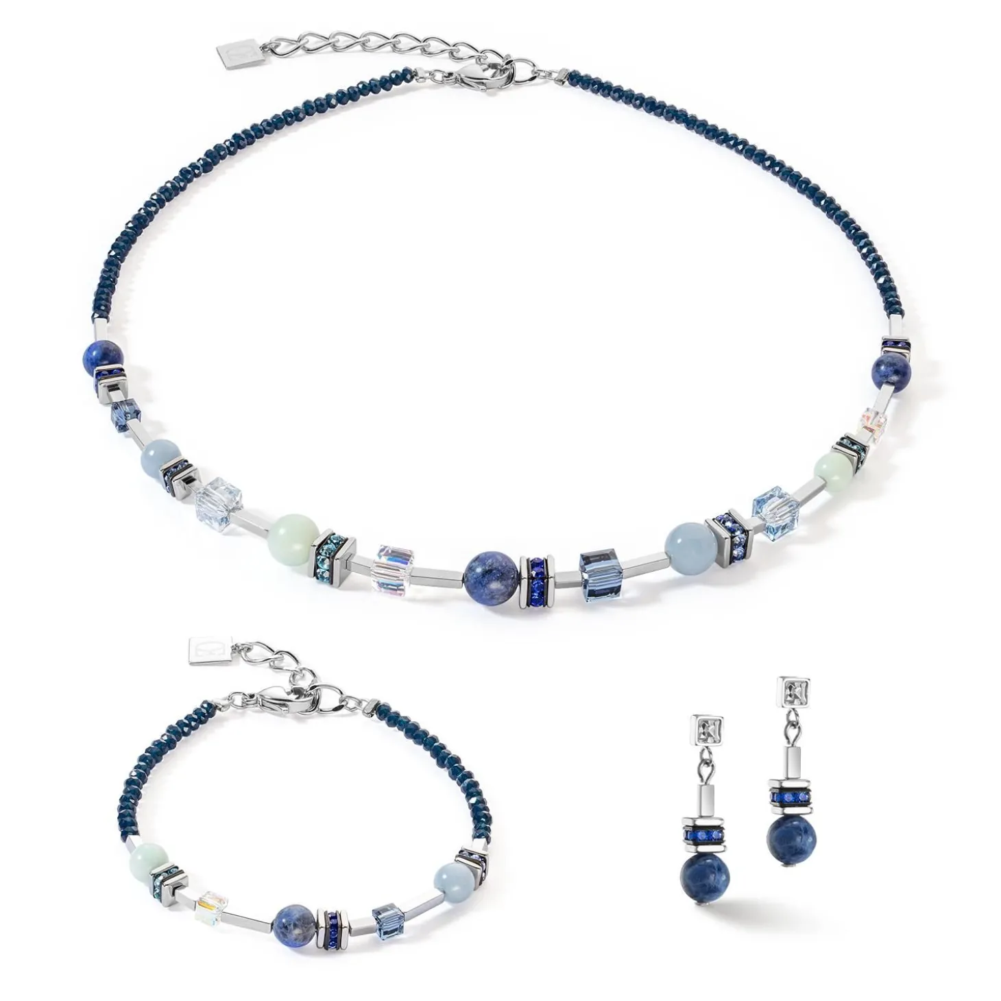 COEUR DE LION Echter Stein-Armband Atlantis Spheres Silber-Blau