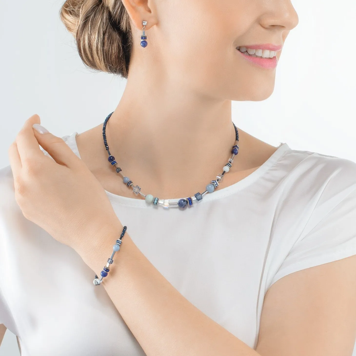 COEUR DE LION Echter Stein-Armband Atlantis Spheres Silber-Blau