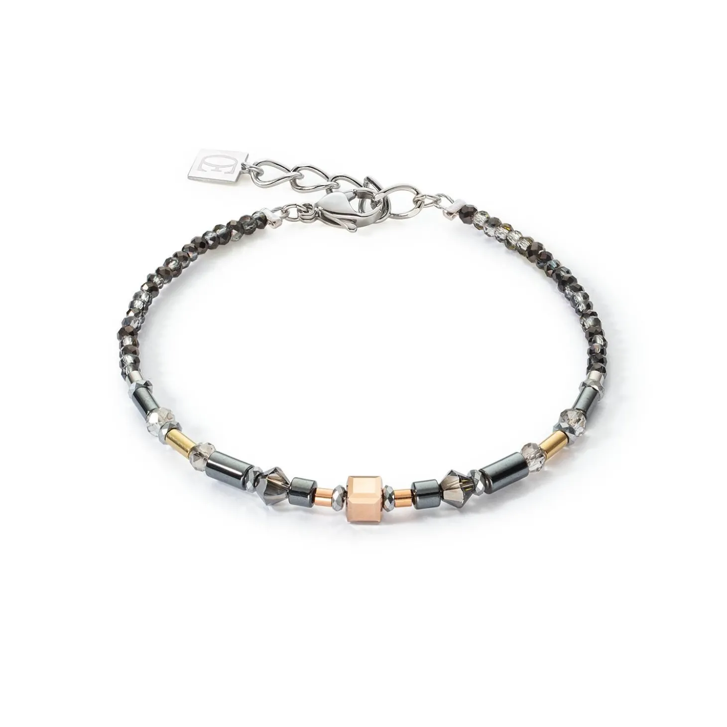 COEUR DE LION Kristallarmbänder-Armband Brilliant Square Trilogy, austauschbarer Anhänger Tricolor