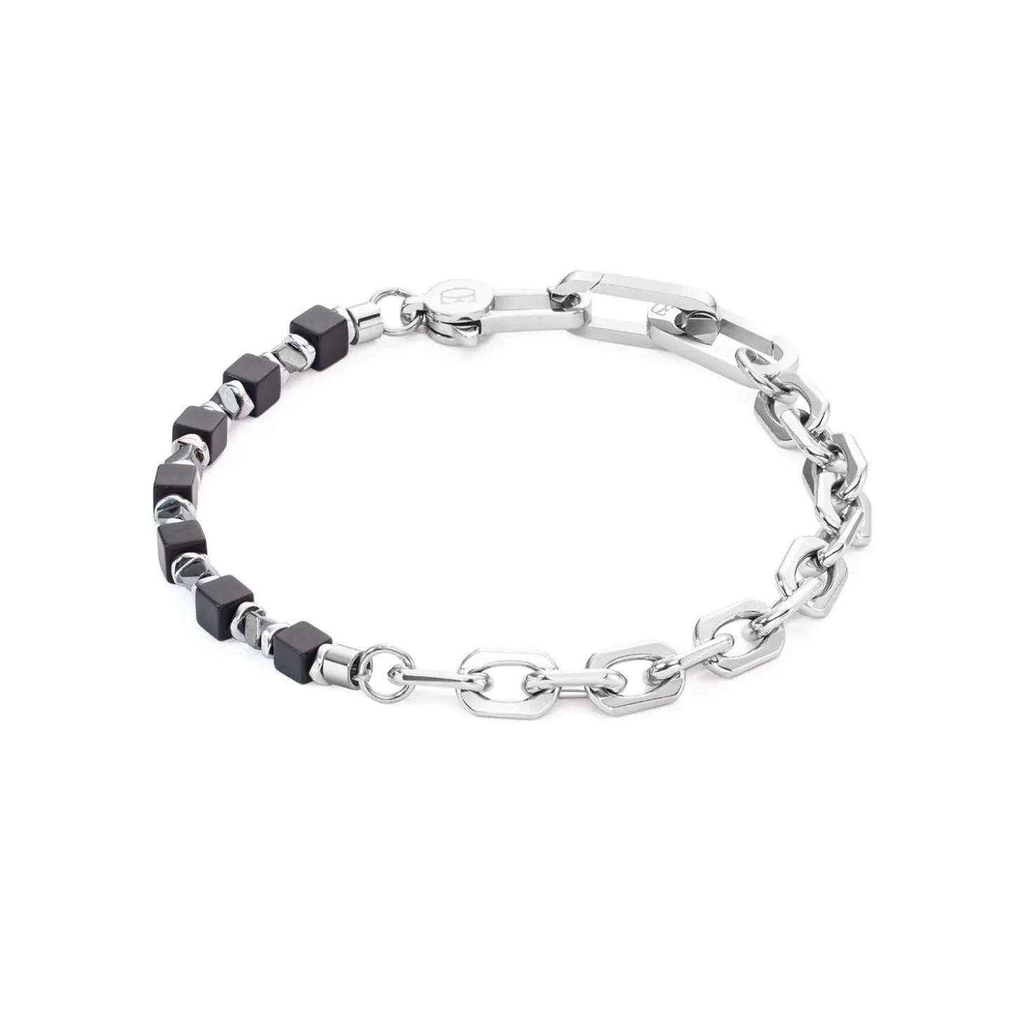 COEUR DE LION Aber-Armband Cubes Fusion Gliederkette Schwarz