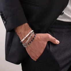 COEUR DE LION Aber-Armband Cubes Fusion Gliederkette Schwarz