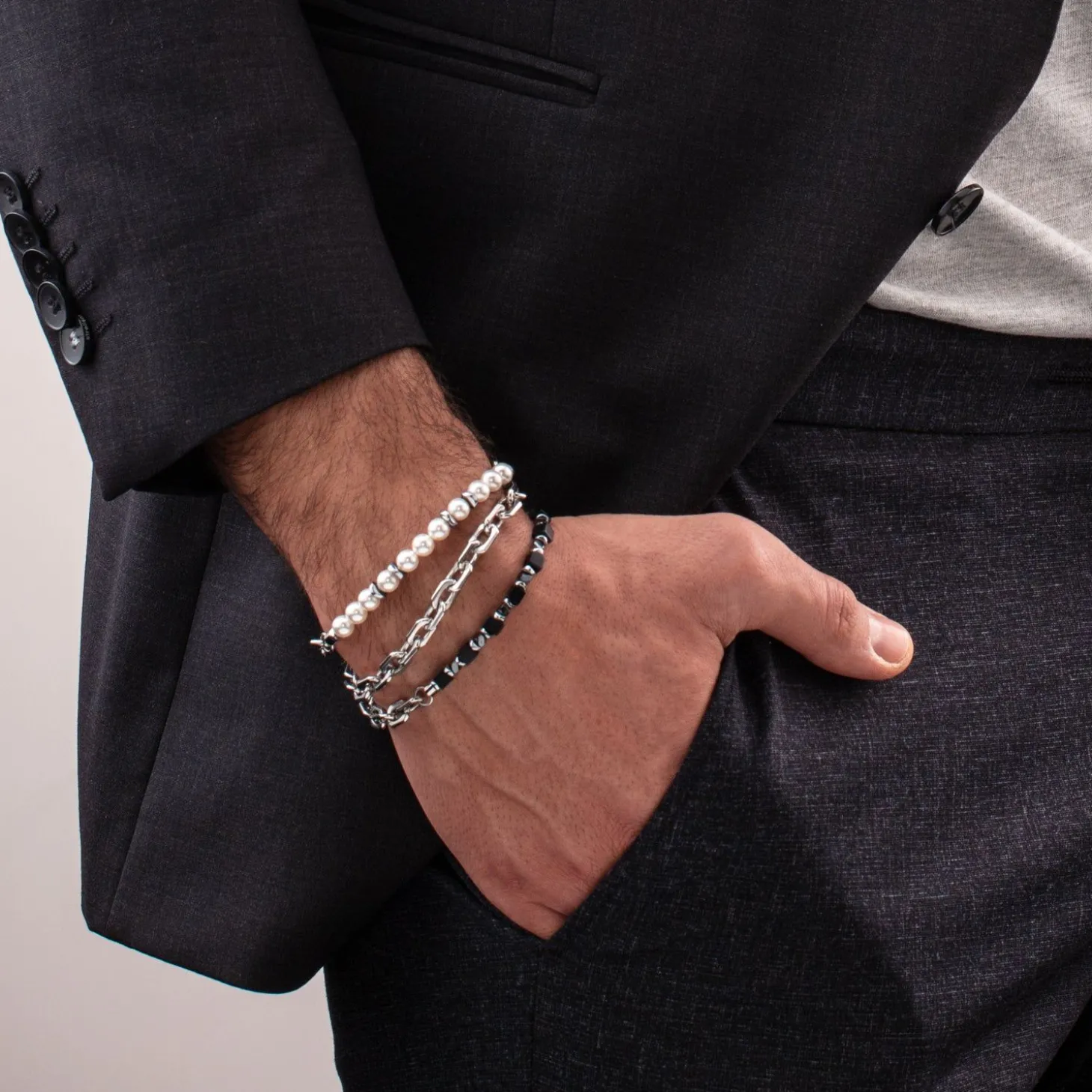 COEUR DE LION Aber-Armband Cubes Fusion Gliederkette Schwarz