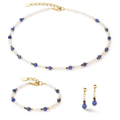COEUR DE LION Edelsteinarmbänder-Armband Flow Süßwasserperlen & Sodalithgold