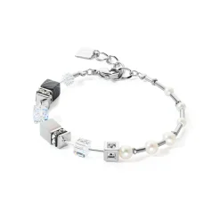 COEUR DE LION Perlenarmbänder-Armband Geocube® Fusion Precious Pearl Mix Silbergrau