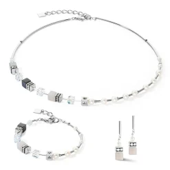 COEUR DE LION Perlenarmbänder-Armband Geocube® Fusion Precious Pearl Mix Silbergrau