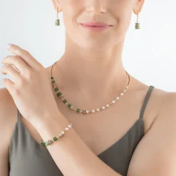 COEUR DE LION Edelsteinarmbänder-Armband Geocube® Fusion Precious Pearl Mix Gold-Grün