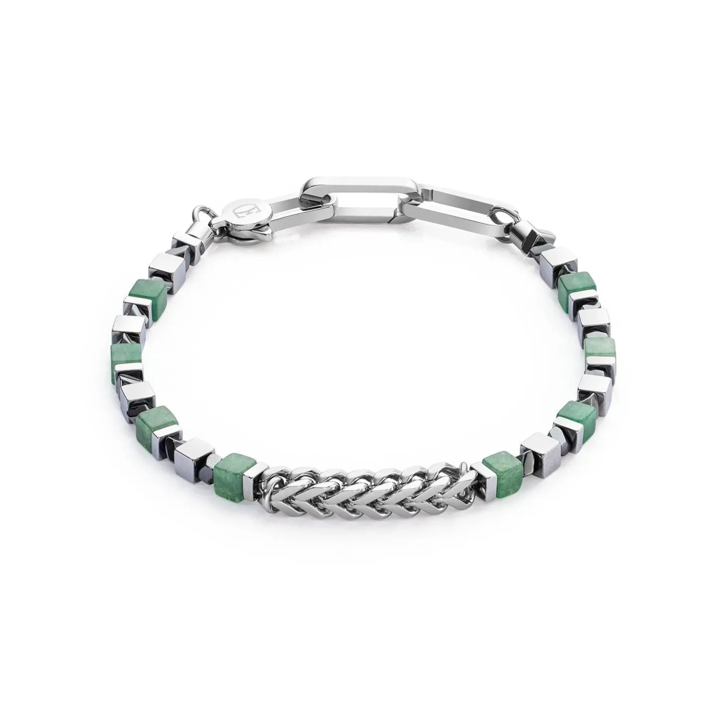 COEUR DE LION Aber-Armband Kostbare Würfel & Kette Grün-Silber
