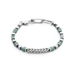 COEUR DE LION Unisex Edition-Armband Kostbare Würfel & Kette Grün-Silber