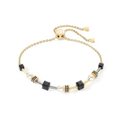 COEUR DE LION Perlenarmbänder-Armband Mysterious Cubes & Pearls Gold-Schwarz