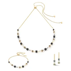 COEUR DE LION Geocube® Armbänder-Armband Mysterious Cubes & Pearls Gold-Schwarz