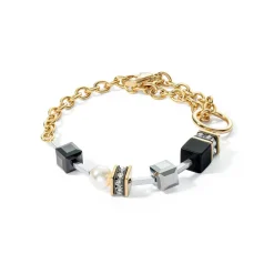 COEUR DE LION Echter Stein-Armband Mysterious Mix Gold-Schwarz