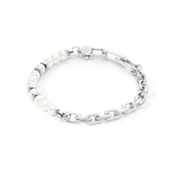 COEUR DE LION Männer-Armband Pearls Fusion Gliederkette Weiß