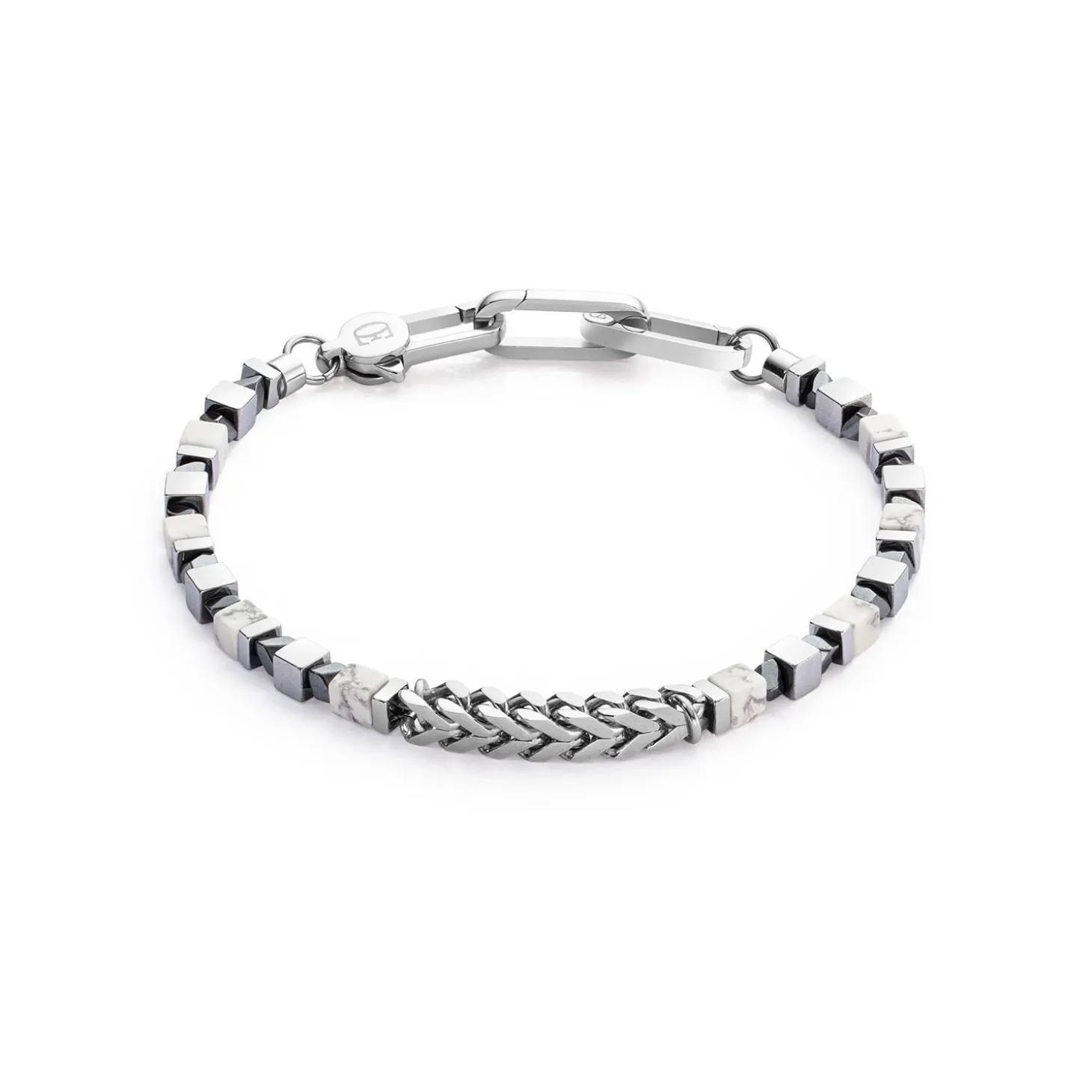 COEUR DE LION Unisex Edition-Armband Precious Cubes & Chain Weiß-Silber