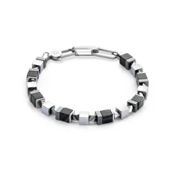 COEUR DE LION Aber-Armband Precious Cubes Schwarz-Silber