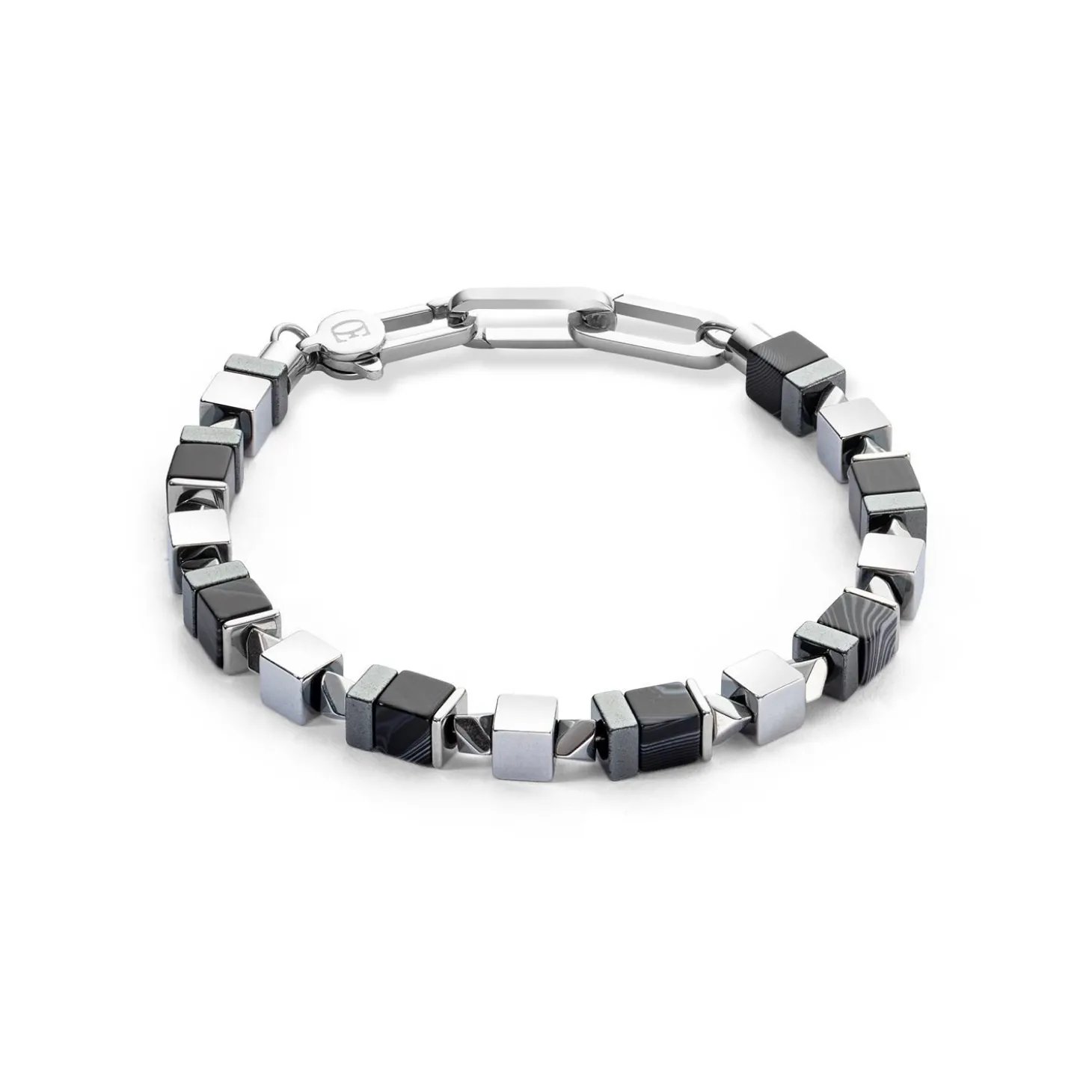 COEUR DE LION Aber-Armband Precious Cubes Schwarz-Silber