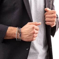 COEUR DE LION Aber-Armband Precious Fusion Link Chain Blau-Silber