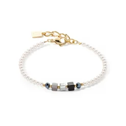 COEUR DE LION Festliche Kollektion-Armband Princess Pearls & Cubes Gold-Schwarz