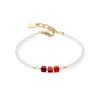 COEUR DE LION Kristallarmbänder-Armband Princess Pearls & Cubes Gold-Rot