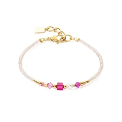 COEUR DE LION Mix&And&Match-Armbänder-Armband Quadratische Streifen Gold-Magenta