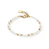 COEUR DE LION Hochzeit-Armband Romantische Süßwasserperlen & Rosenquarz Gold