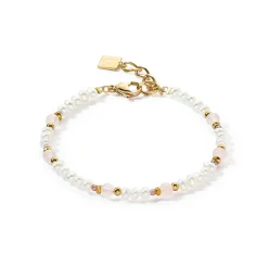 COEUR DE LION Perlenarmbänder-Armband Romantische Süßwasserperlen & Rosenquarz Gold