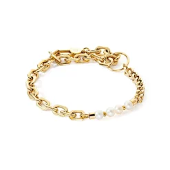 COEUR DE LION Perlenarmbänder-Armband Shape Shifter Süßwasserperlen Gold