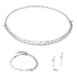 COEUR DE LION Perlenarmbänder-Armband Süßwasserperlen & Kette Multiwear Silber