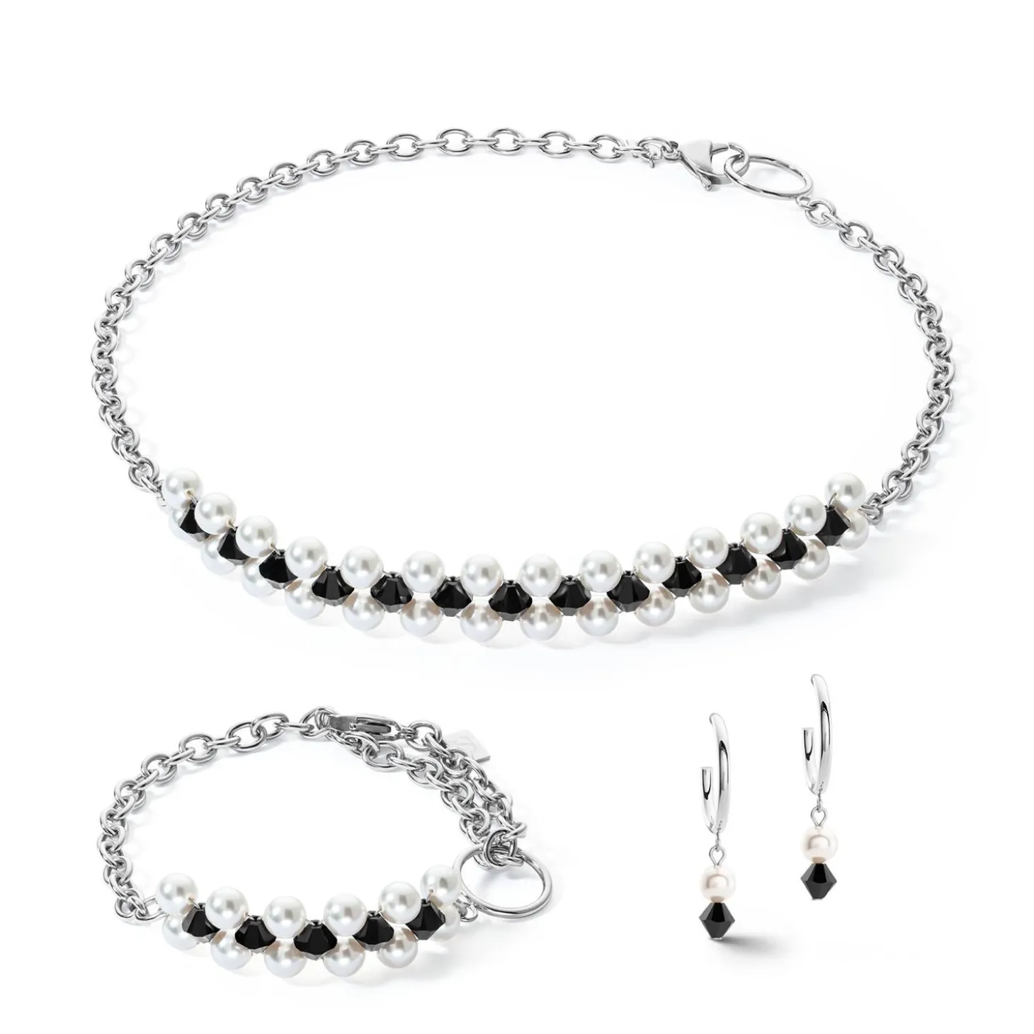 COEUR DE LION Kristallarmbänder-Armband-Choker Mysterious Silber-Schwarz