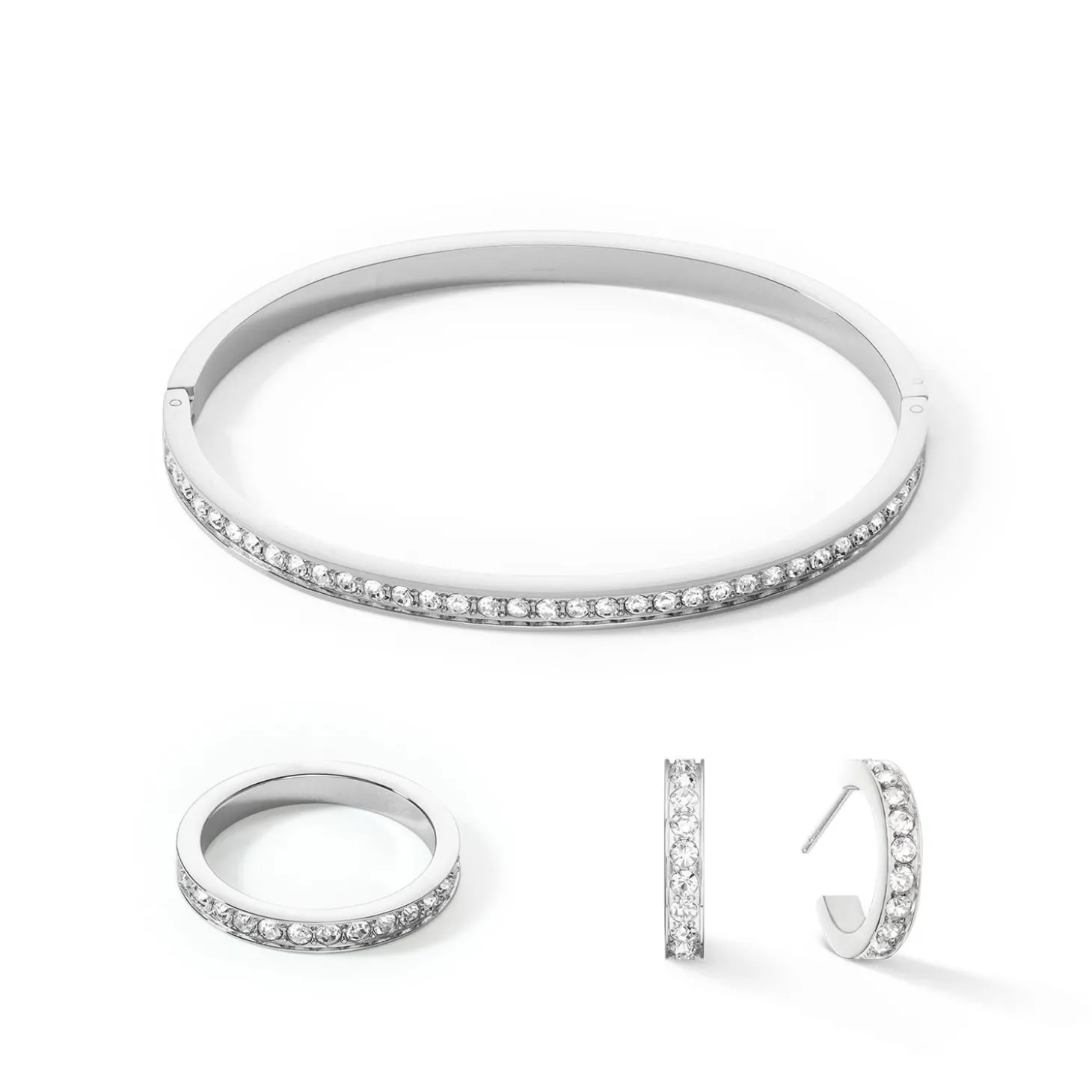COEUR DE LION Armreifen-Armreif Edelstahl & Kristalle Silber Kristall 17