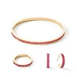 COEUR DE LION Armreifen-Armreif Edelstahl & Kristalle Gold Pink 17