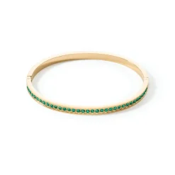 COEUR DE LION Armreifen-Armreif Edelstahl & Kristalle Gold Dunkelgrün 17