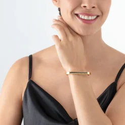 COEUR DE LION Coeur Essentials-Armreif mit quadratischen Streifen Gold-Schwarz