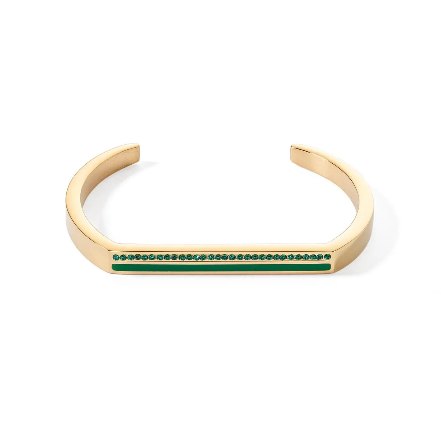 COEUR DE LION Coeur Essentials-Armreif mit quadratischen Streifen, goldgrün