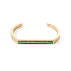 COEUR DE LION Mix&And&Match-Armbänder-Armreif mit quadratischen Streifen, goldgrün