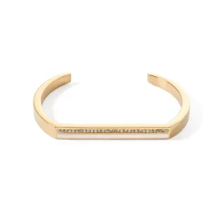 COEUR DE LION Mix&And&Match-Armbänder-Armreif mit quadratischen Streifen Gold-Weiß