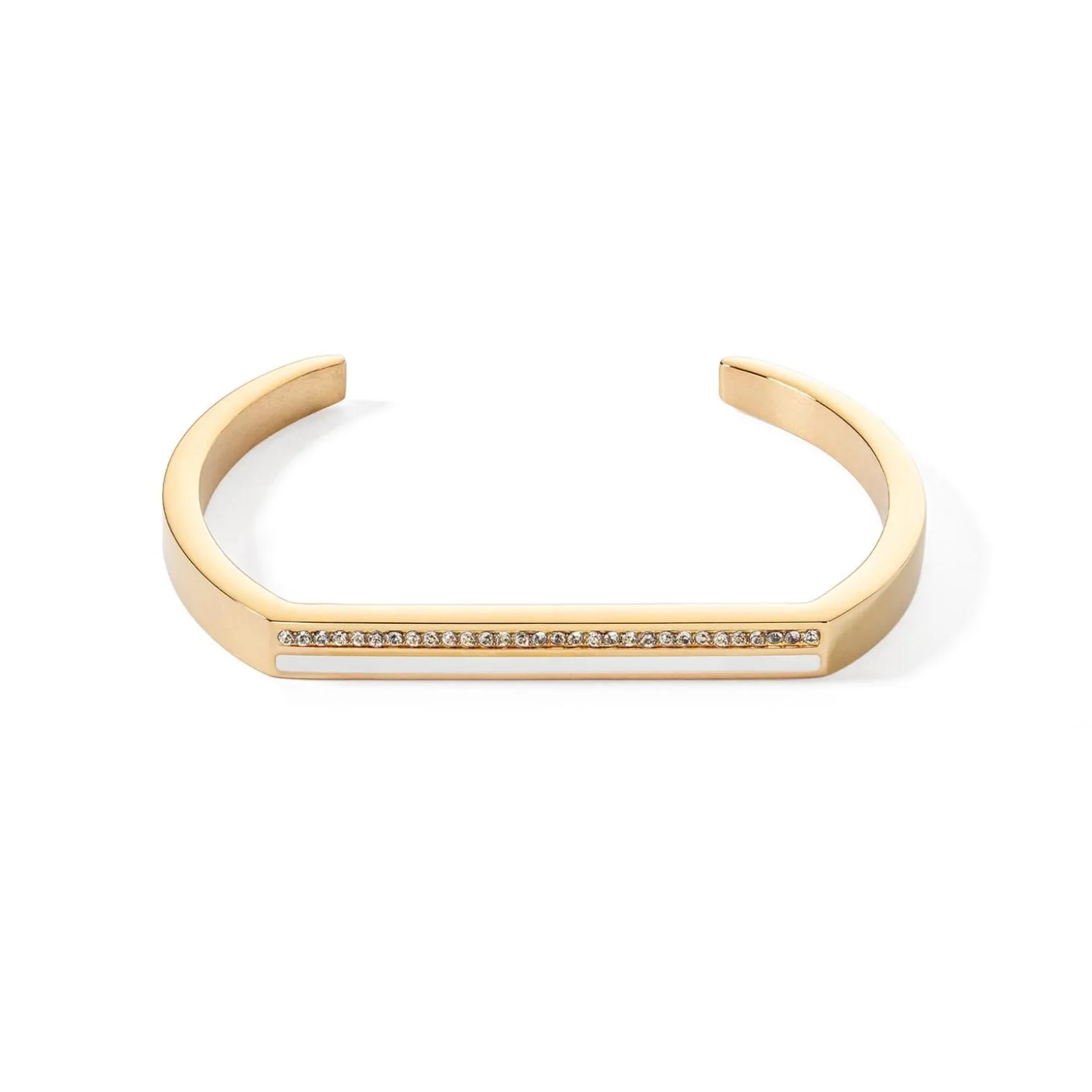 COEUR DE LION Mix&And&Match-Armbänder-Armreif mit quadratischen Streifen Gold-Weiß
