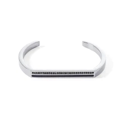 COEUR DE LION Kristallarmbänder-Armreif mit quadratischen Streifen, silber-schwarz
