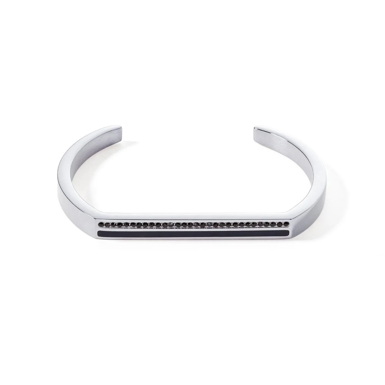 COEUR DE LION Kristallarmbänder-Armreif mit quadratischen Streifen, silber-schwarz