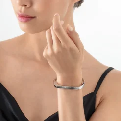 COEUR DE LION Kristallarmbänder-Armreif mit quadratischen Streifen, silber-schwarz