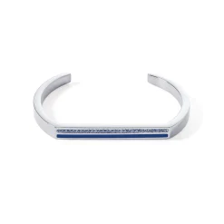 COEUR DE LION Armreifen-Armreif mit quadratischen Streifen, silber-blau