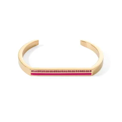 COEUR DE LION Armreifen-Armreif mit quadratischen Streifen, Gold-Rosa
