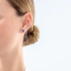 COEUR DE LION Ohrstecker-Brillante quadratische kleine Ohrringe Silberblau