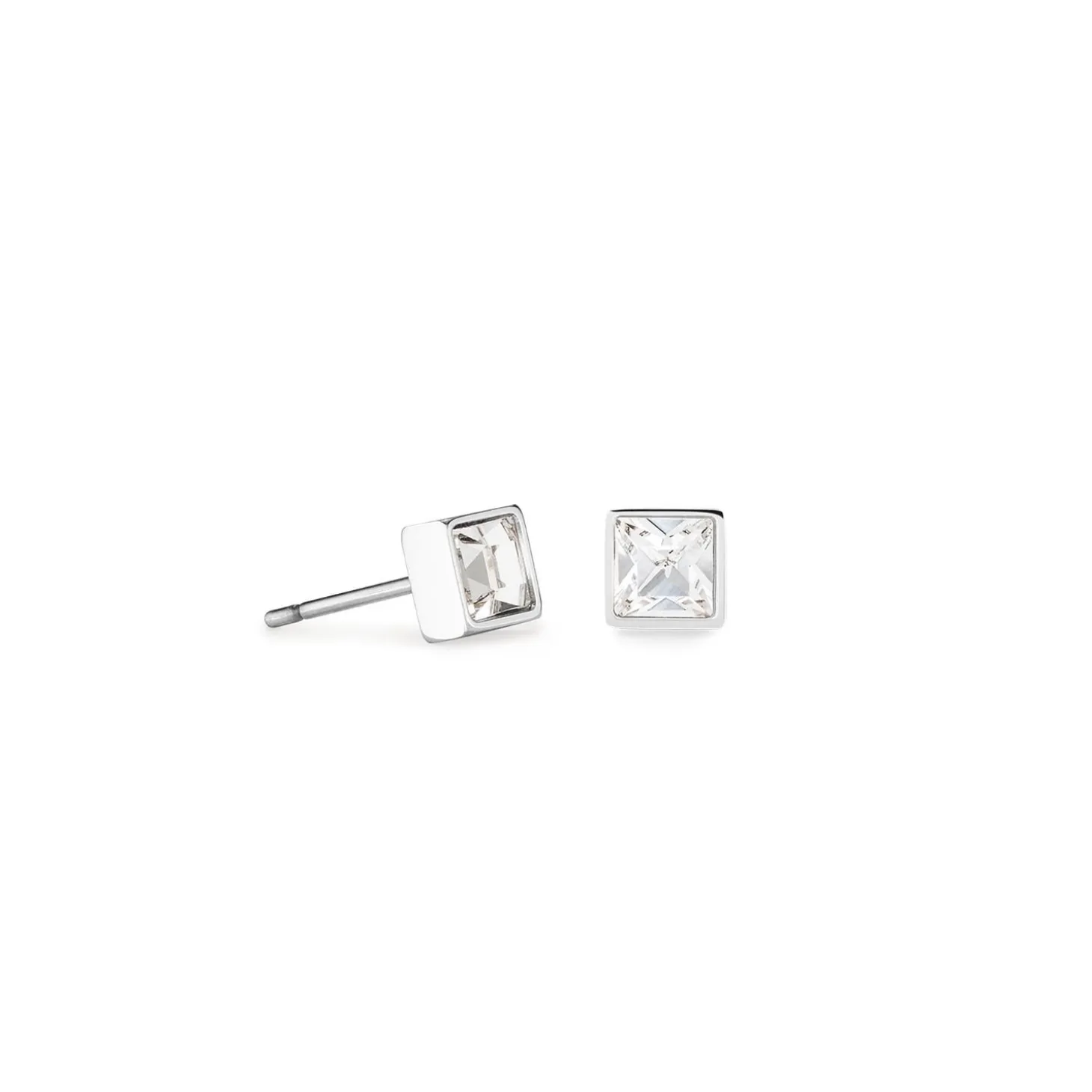 COEUR DE LION Coeur Essentials-Brillante quadratische kleine Ohrringe aus Silberkristall