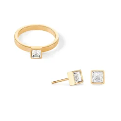 COEUR DE LION Kristallohrringe-Brillante quadratische kleine Ohrringe aus Goldkristall