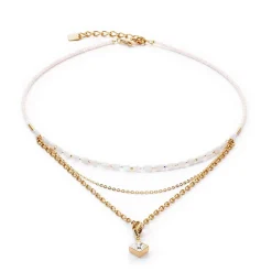 COEUR DE LION Kristallhalsketten-Brillante quadratische Layer-Halskette aus Gold