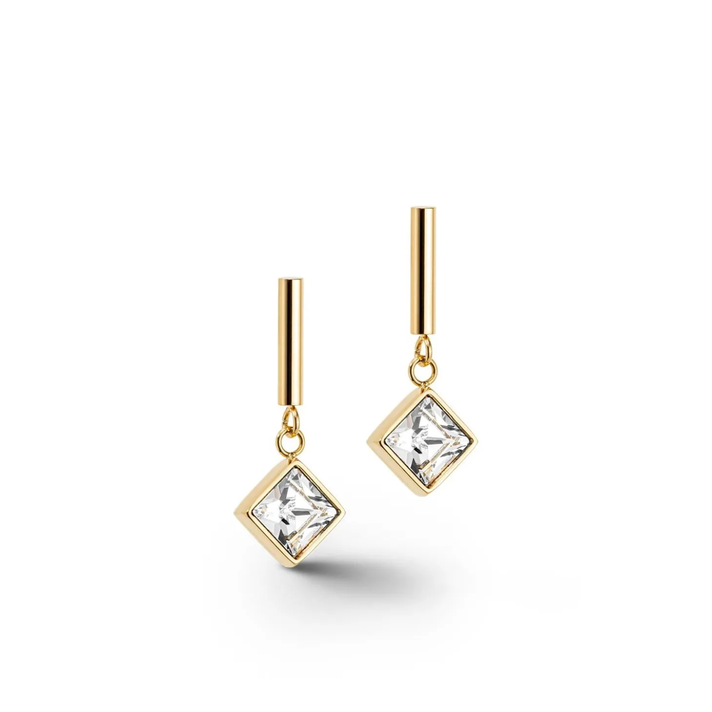 COEUR DE LION Kristallohrringe-Brillante quadratische Ohrringe Gold-Kristall